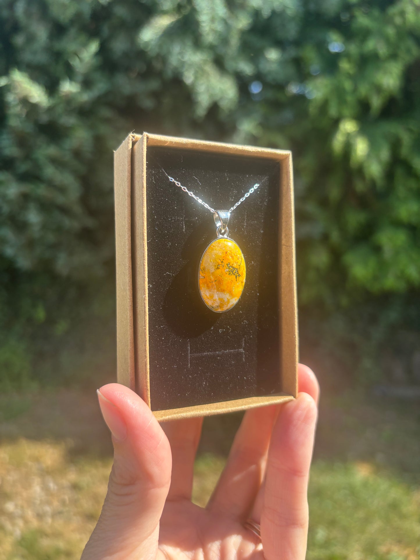 Bumble bee Jasper 925 silver necklace