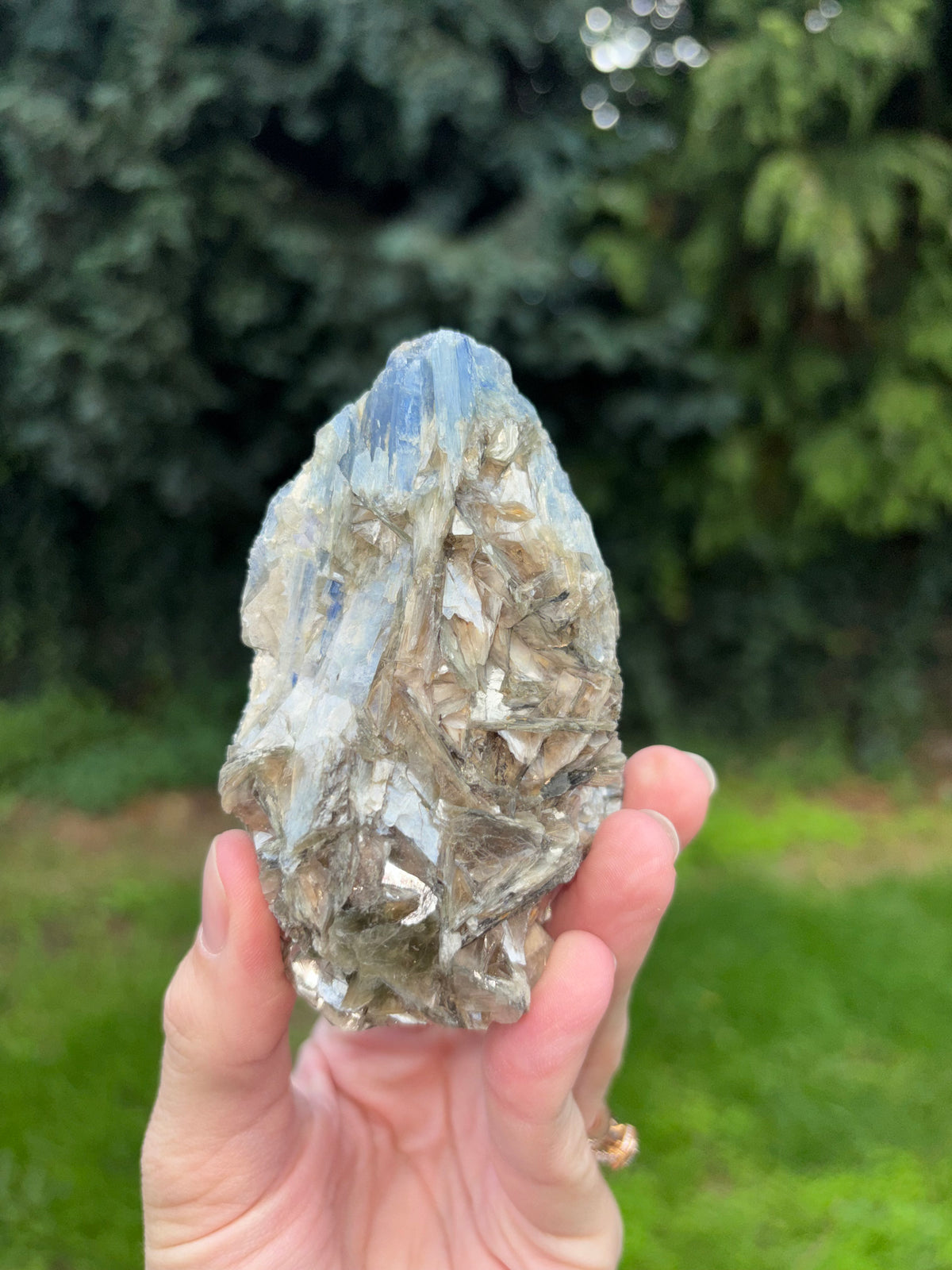 Blue kyanite on stand