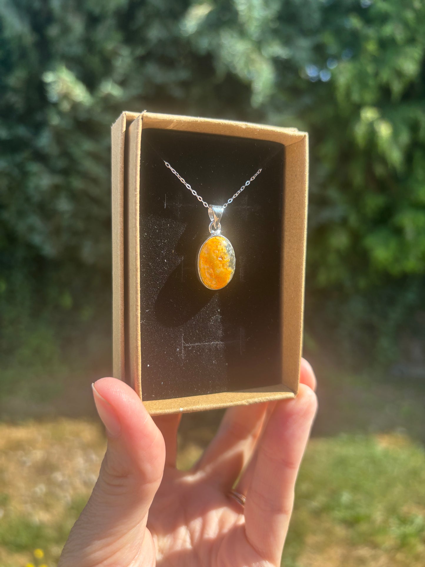 Bumble bee Jasper 925 silver necklace