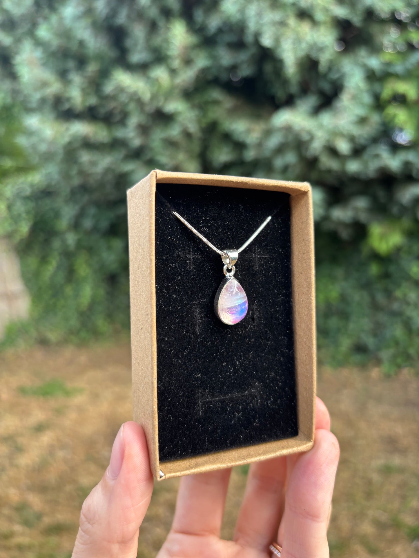 Pink moonstone 925 sterling silver necklace