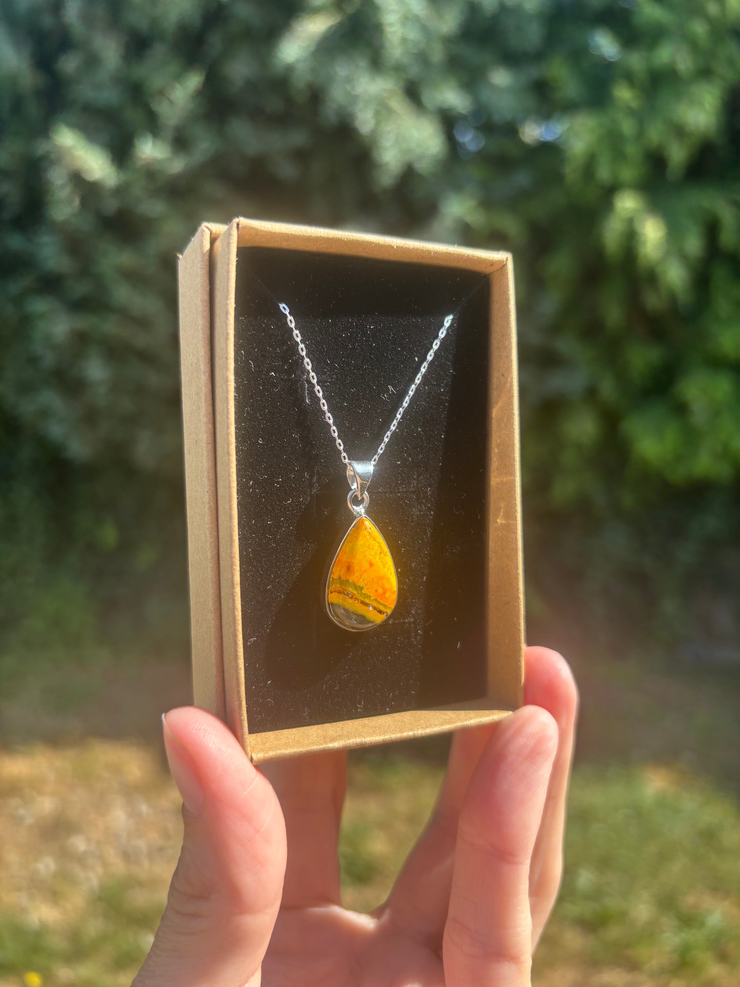 Bumble bee Jasper 925 silver necklace