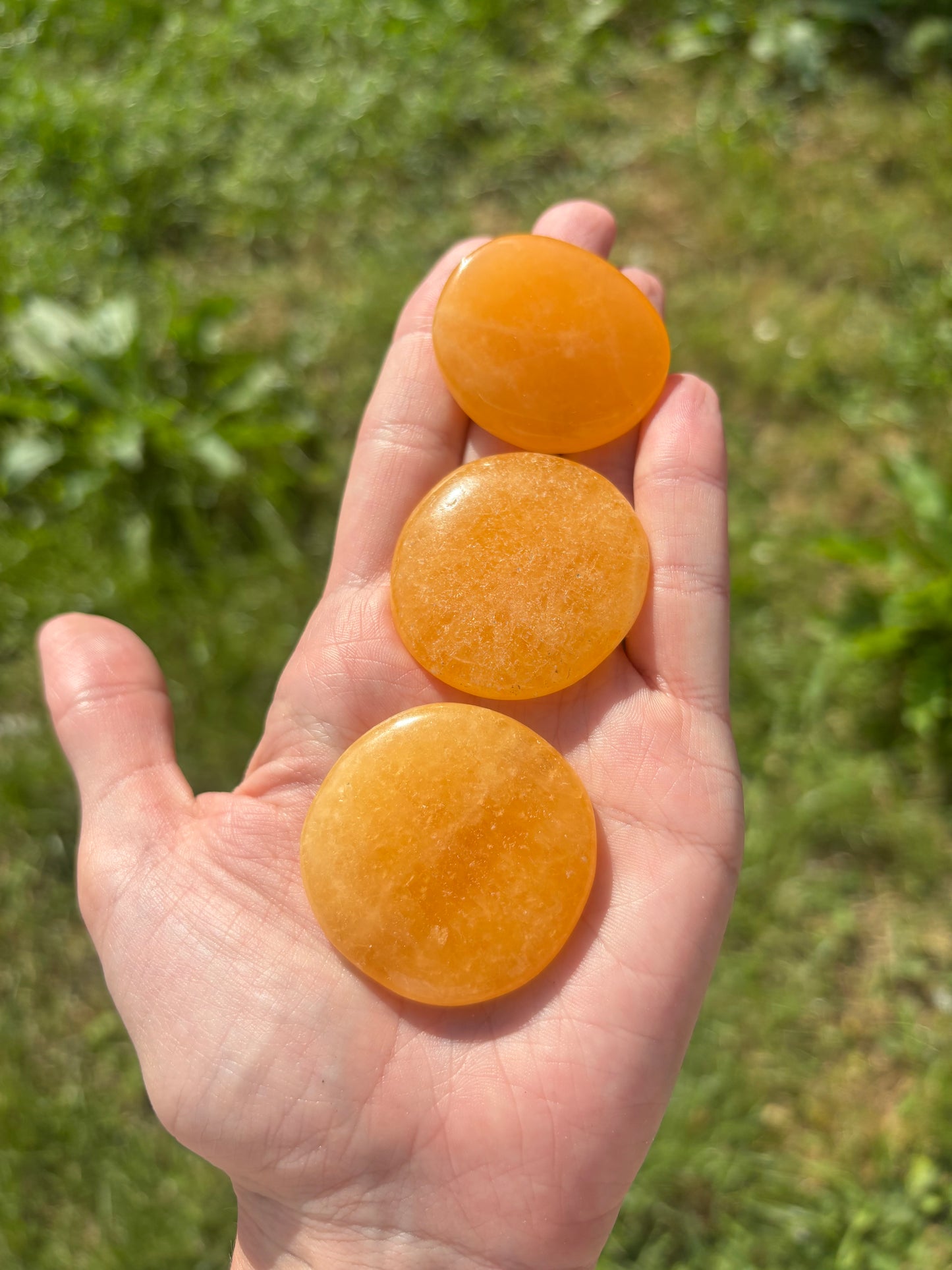 Orange calcite smoothstone