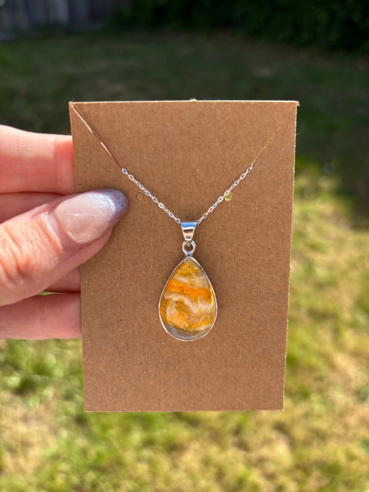 Bumble bee Jasper 926 silver necklace
