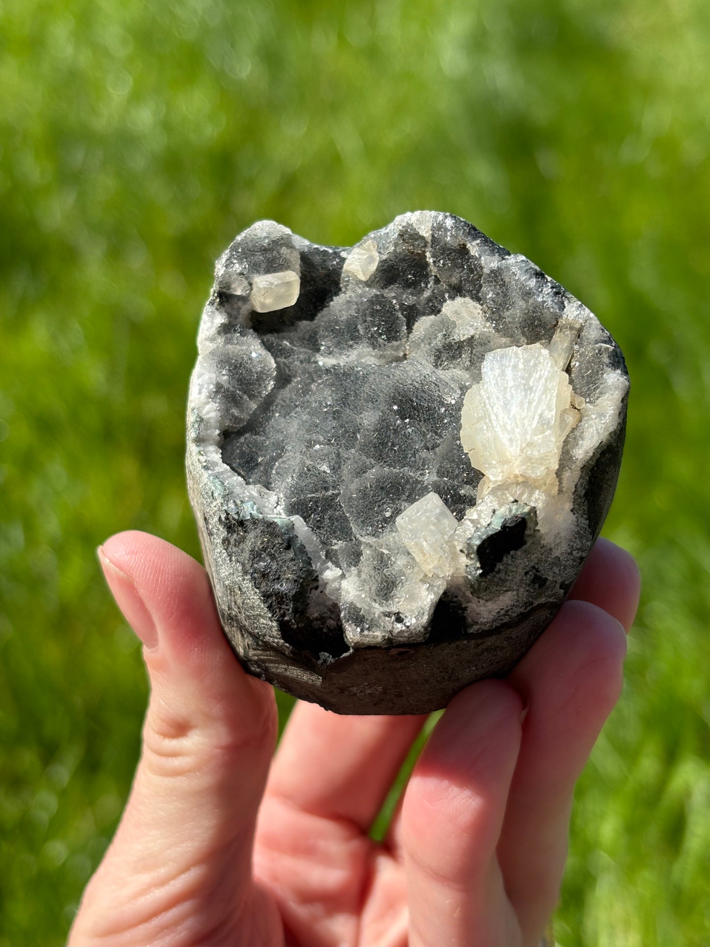 Black chalcedony with calcite