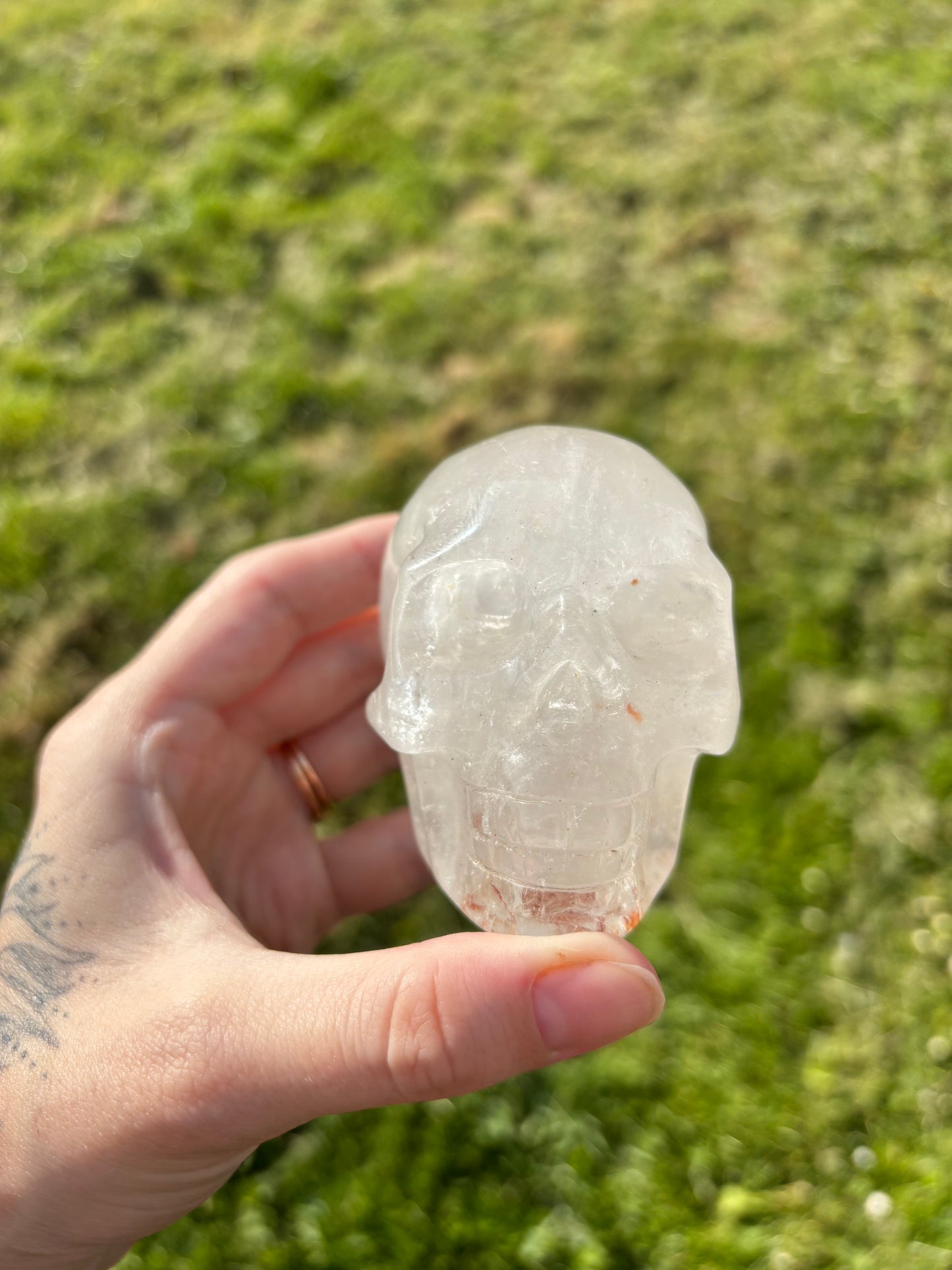 Clear quartz skull
