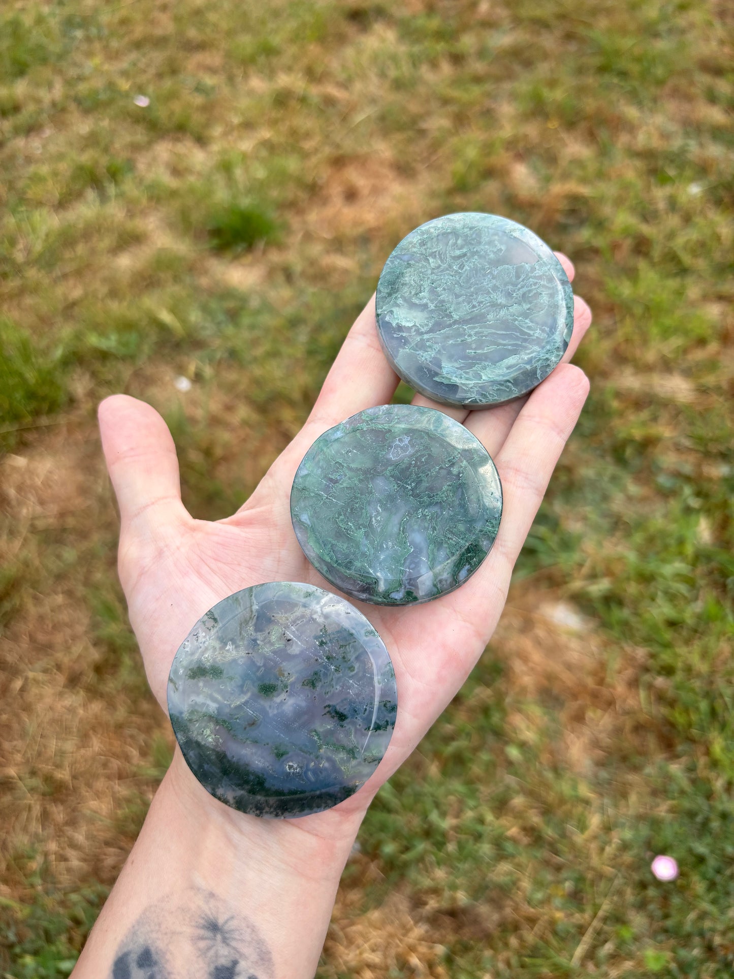 Moss Agate palm stone