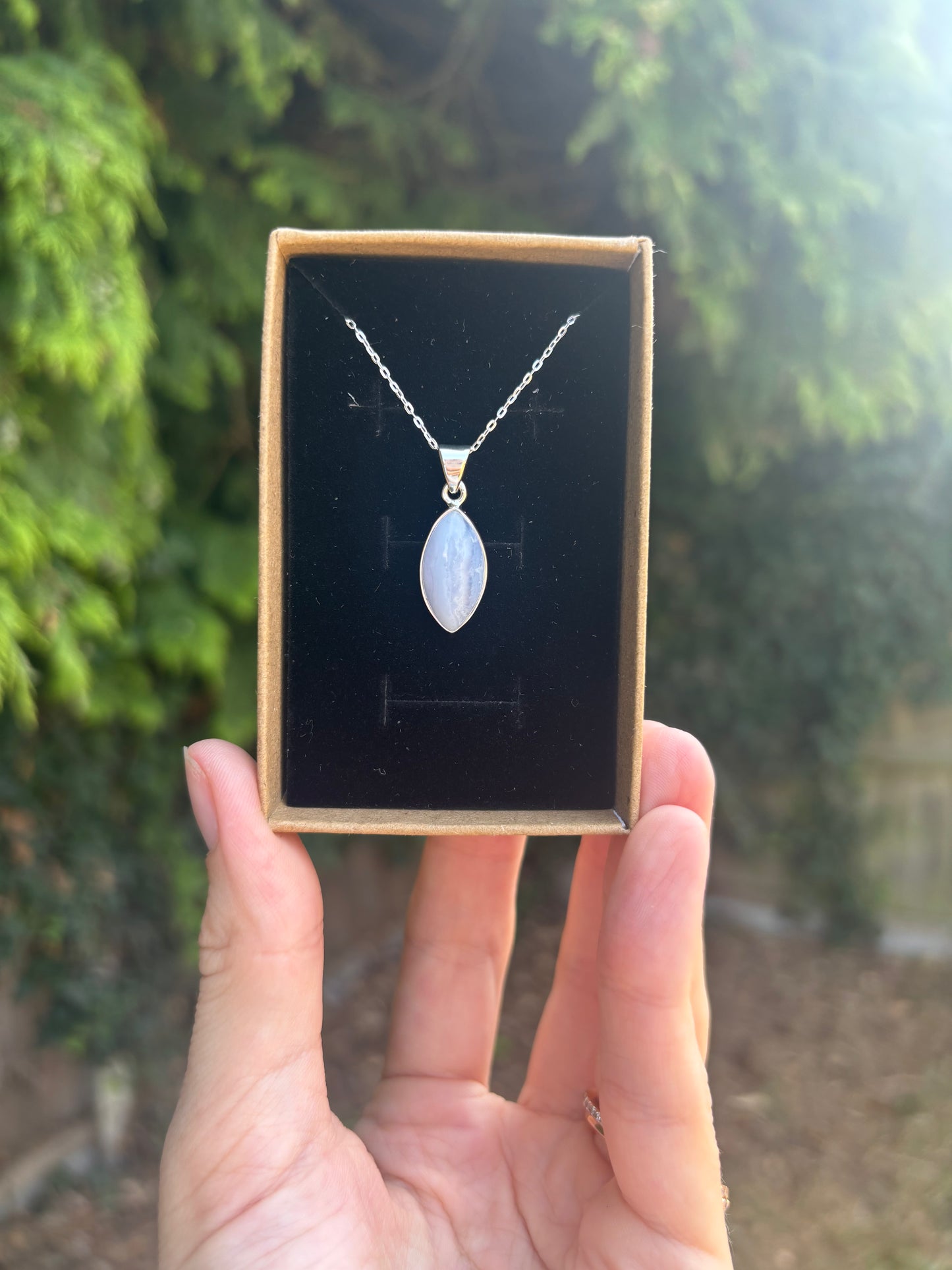 Blue Lace 925 sterling silver necklace