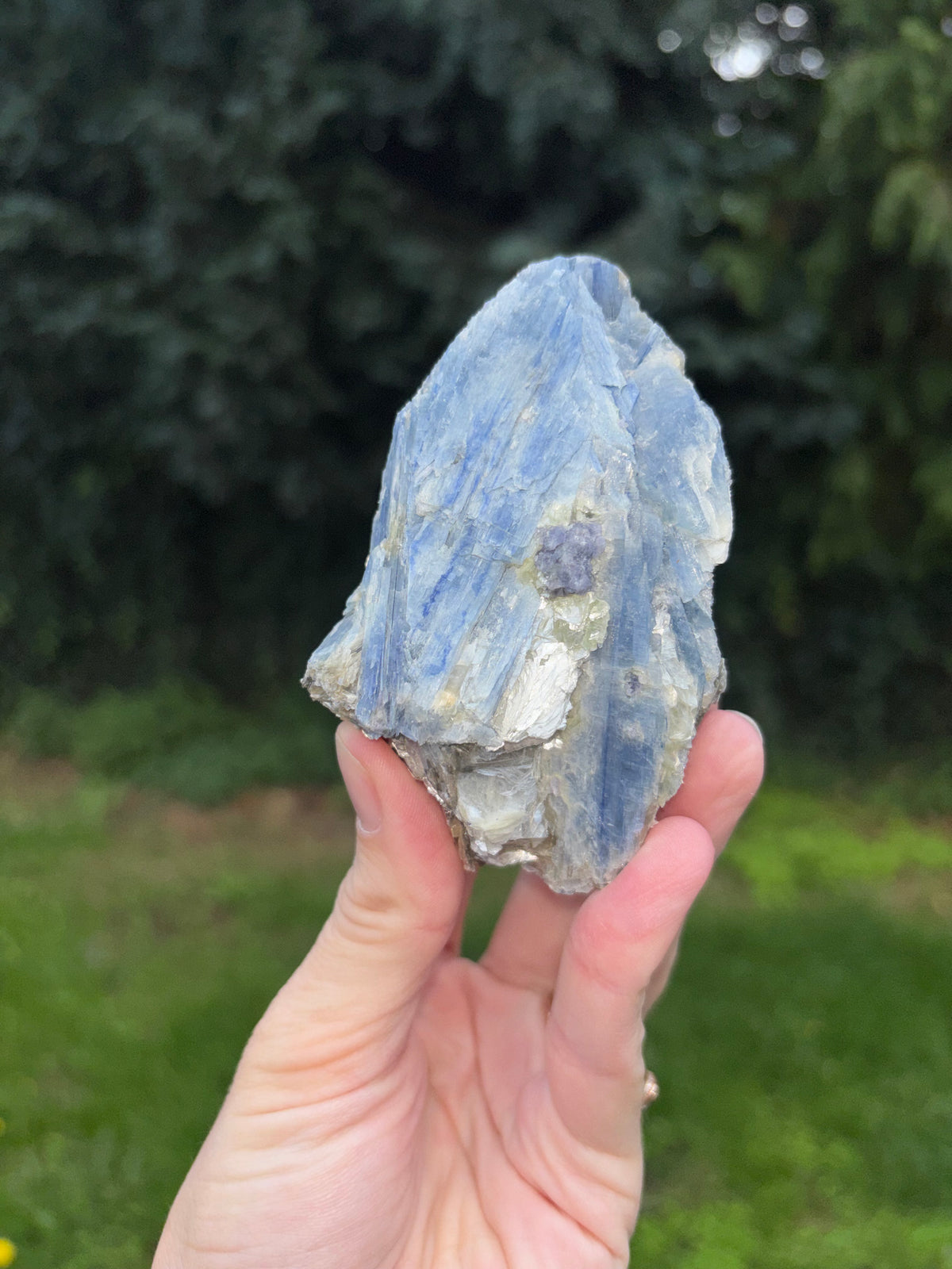 Blue kyanite on stand