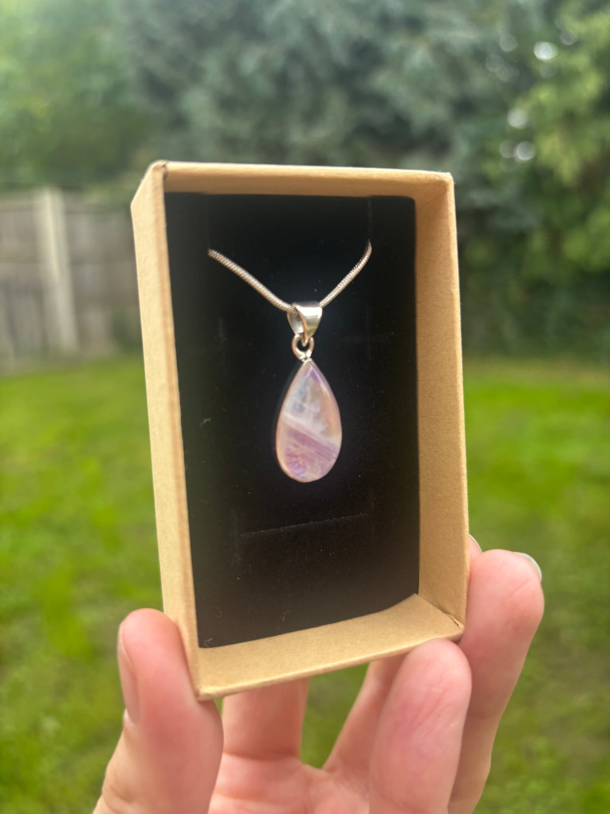 Pink moonstone 925 sterling silver necklace
