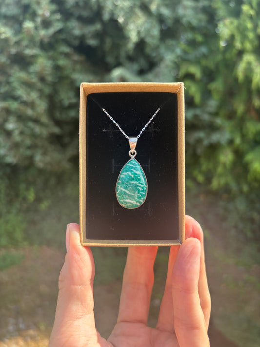 Amazonite sterling silver necklace