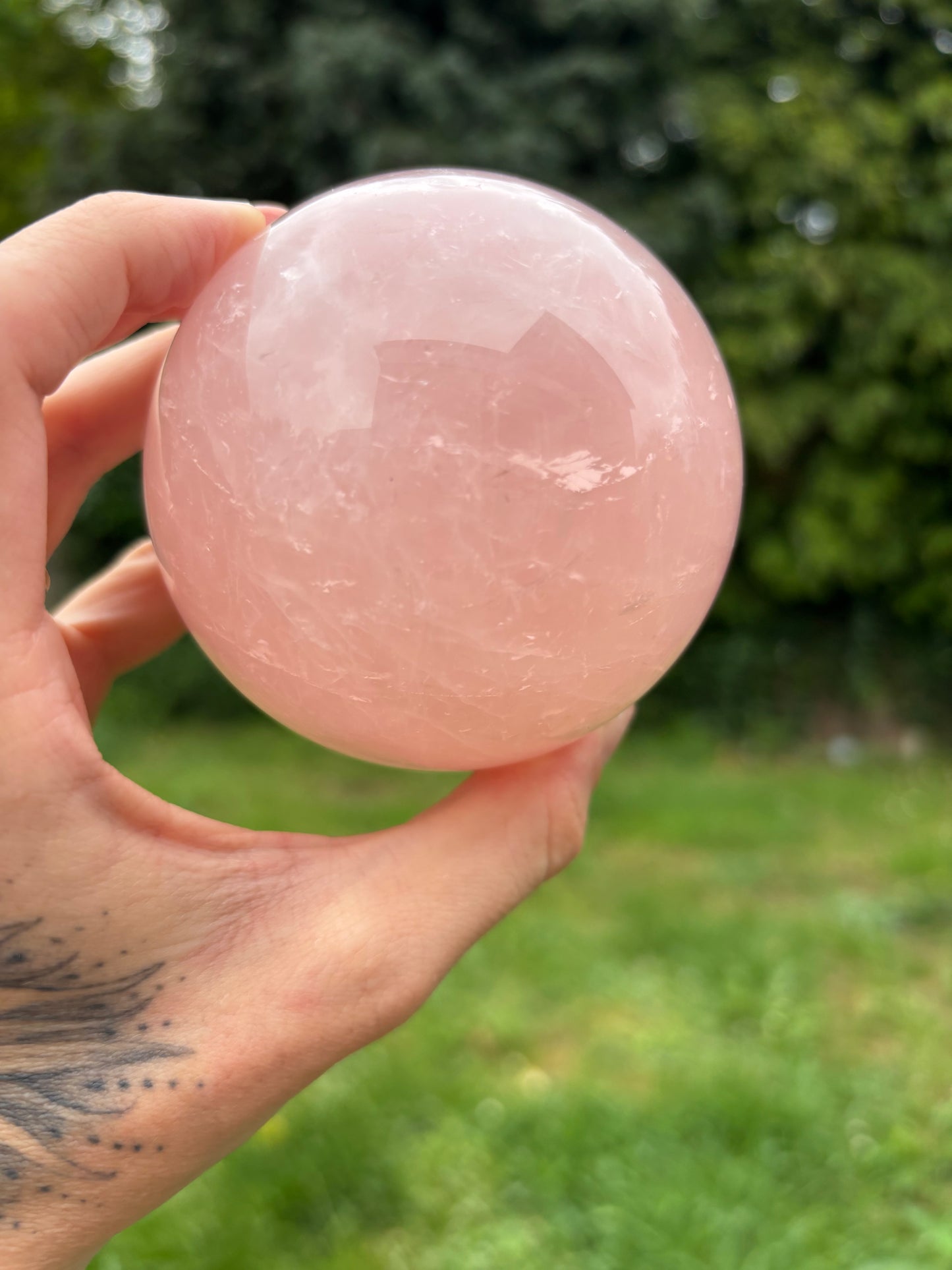 Large Starlight Rose quartz sphere