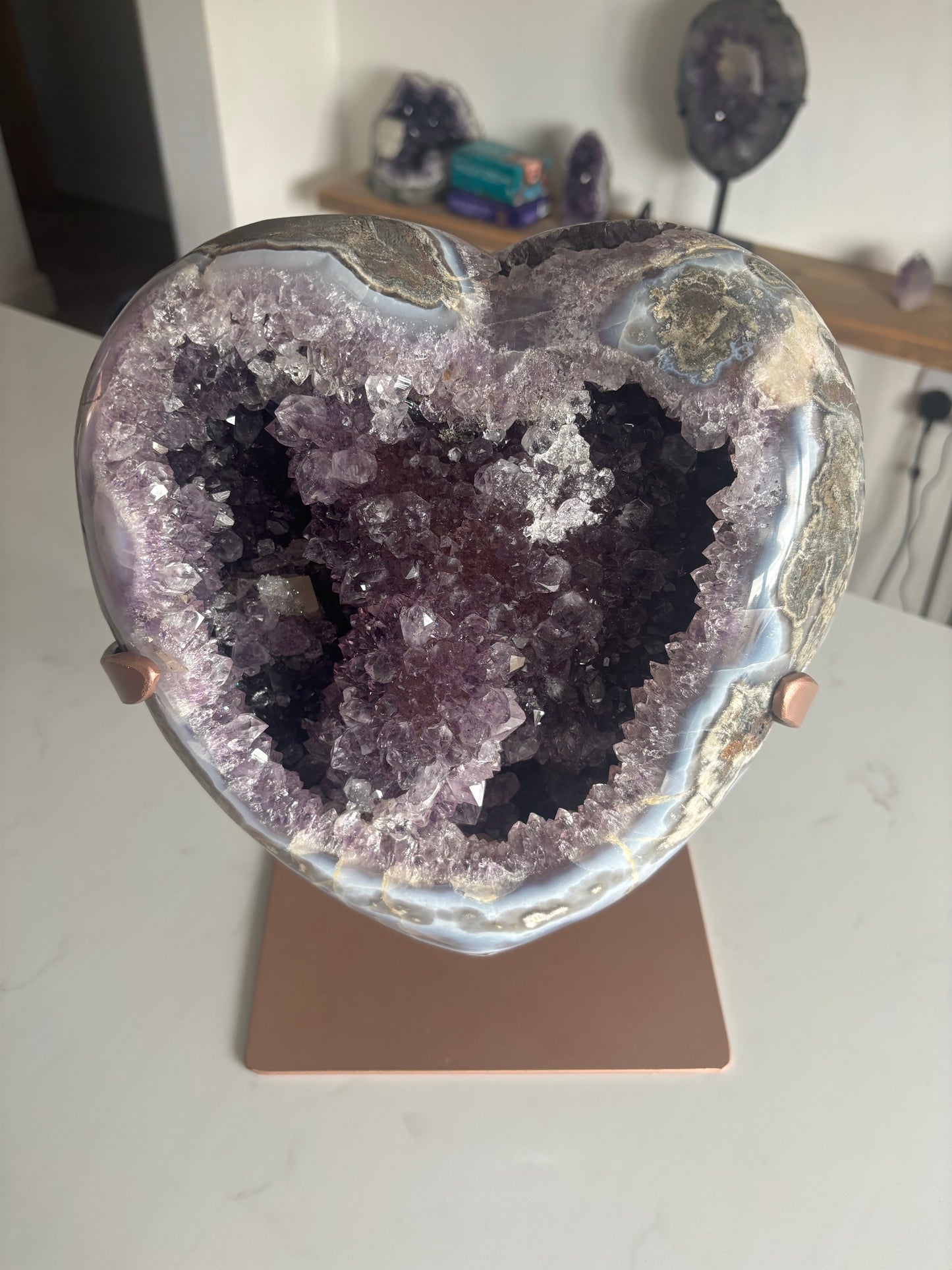 Amethyst heart on stand
