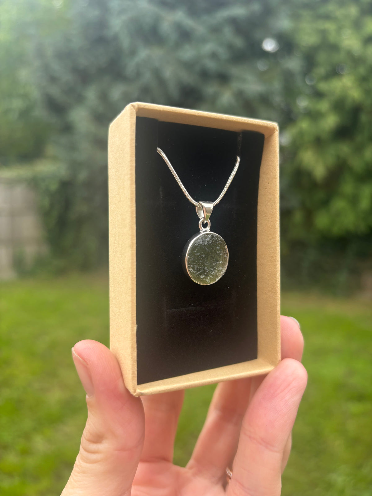 Moldavite pendant 925 sterling silver
