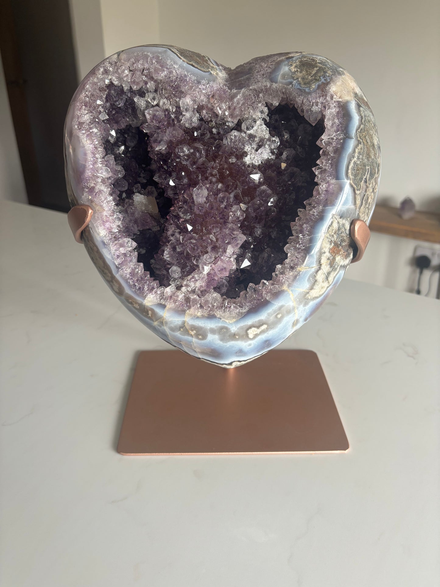 Amethyst heart on stand