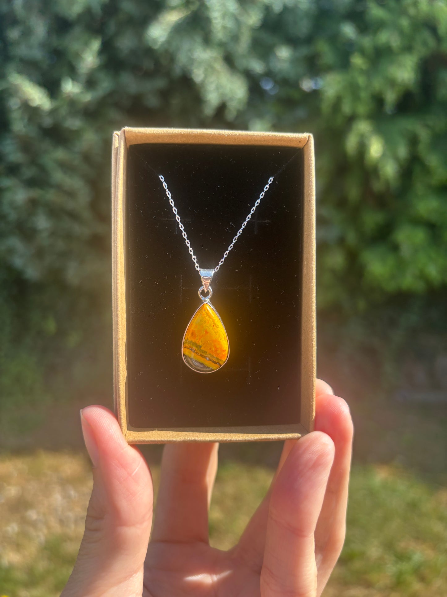 Bumble bee Jasper 925 silver necklace