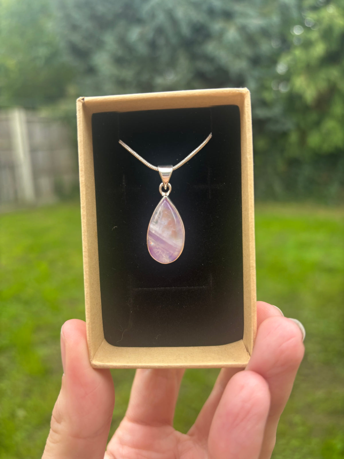 Pink moonstone 925 sterling silver necklace