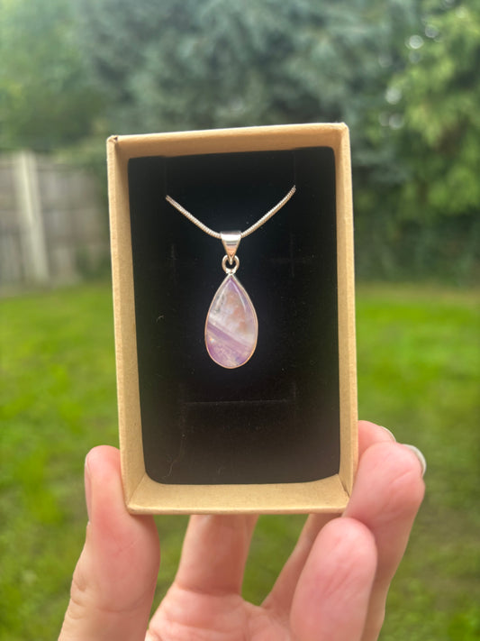 Pink moonstone 925 sterling silver necklace