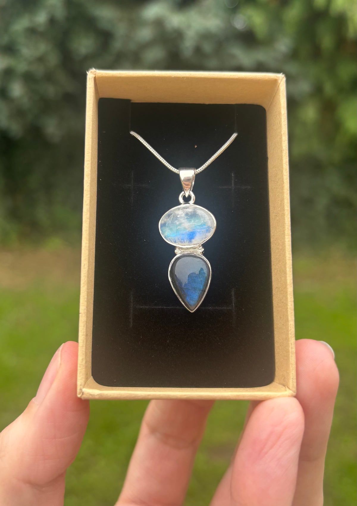 Labradorite + moonstone 925 sterling silver necklace