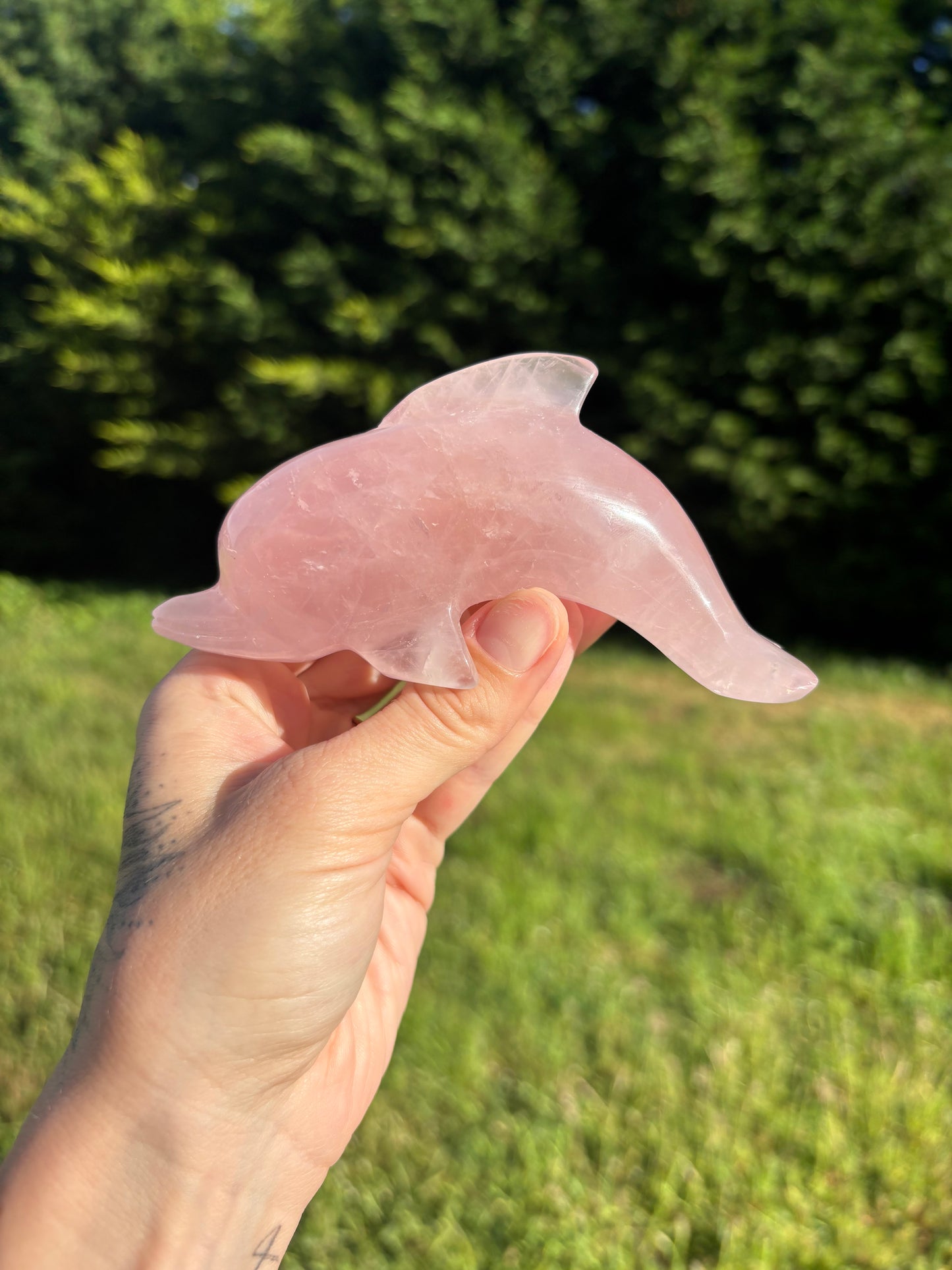 Rose quartz dolphin