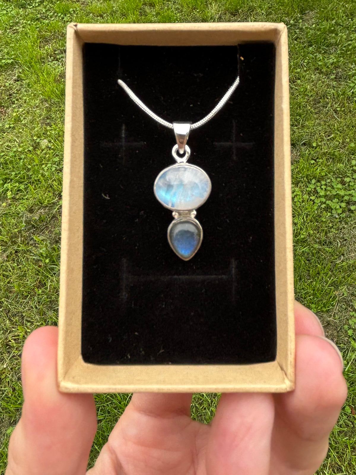Labradorite + moonstone 925 sterling silver necklace