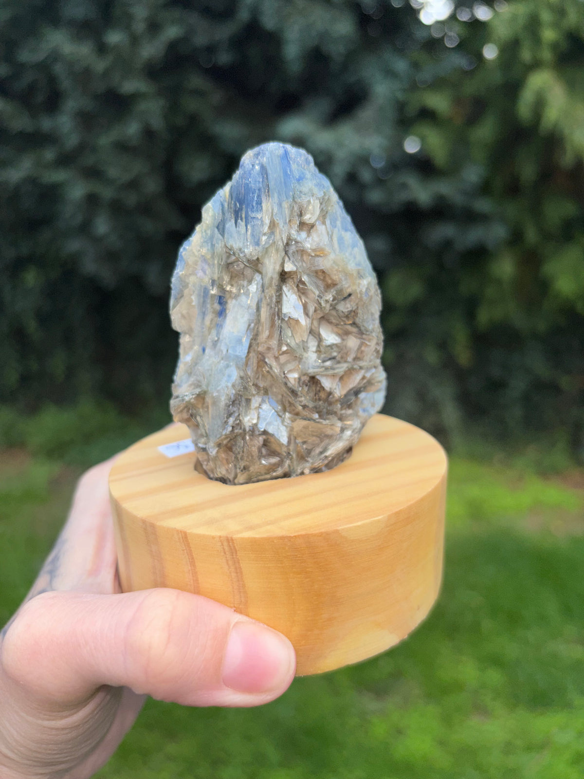 Blue kyanite on stand