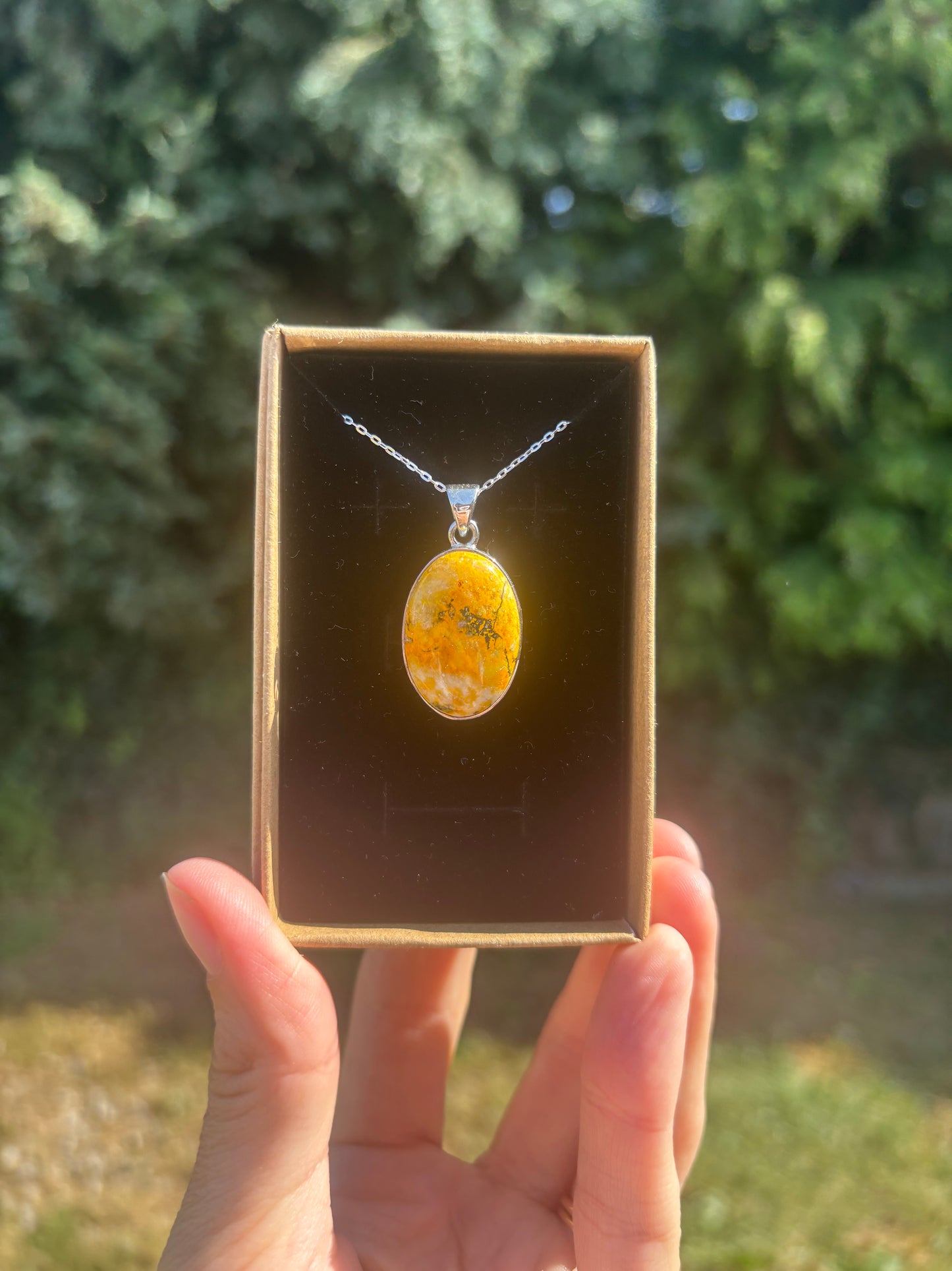 Bumble bee Jasper 925 silver necklace