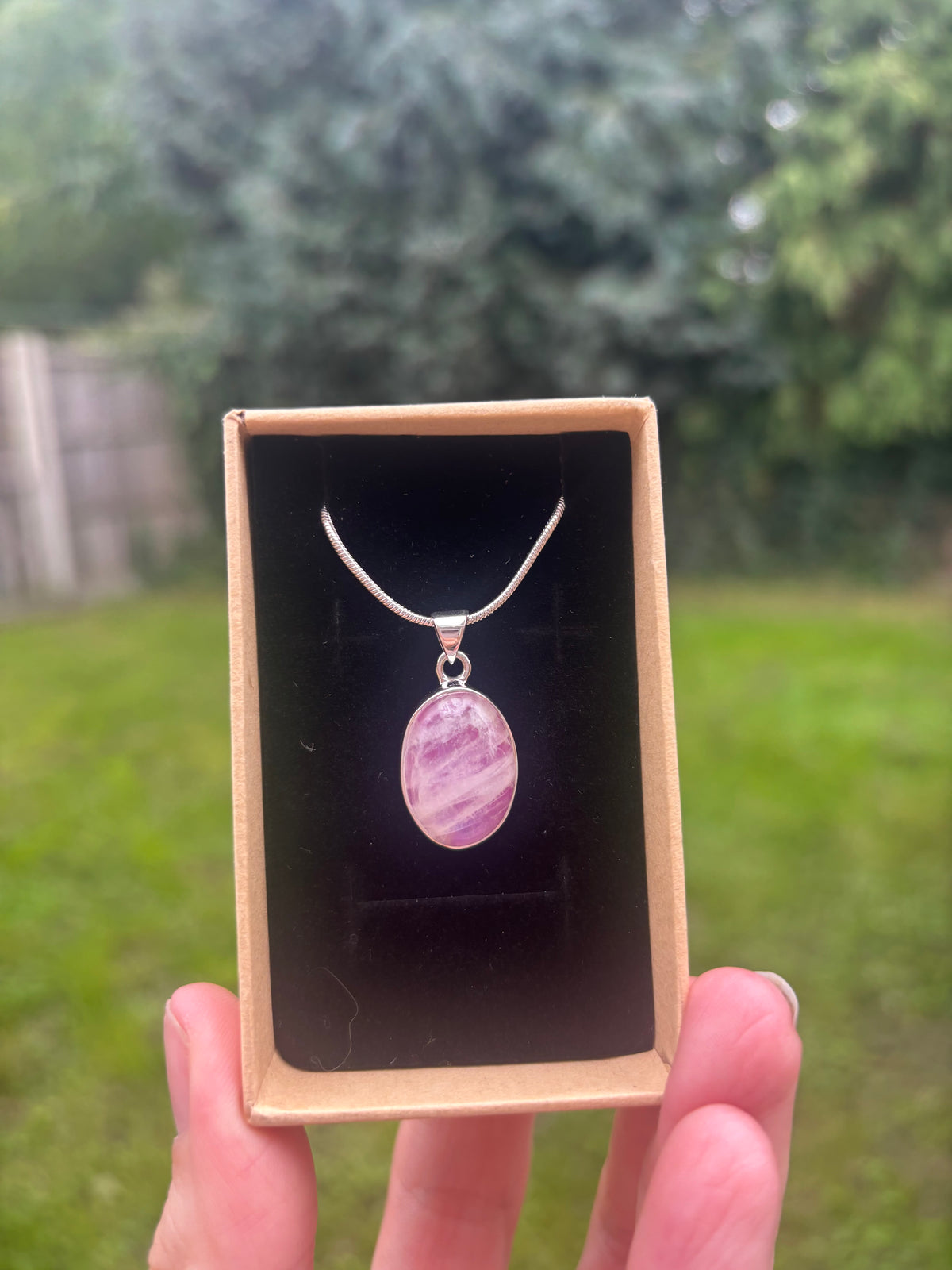 Pink moonstone 925 sterling silver necklace