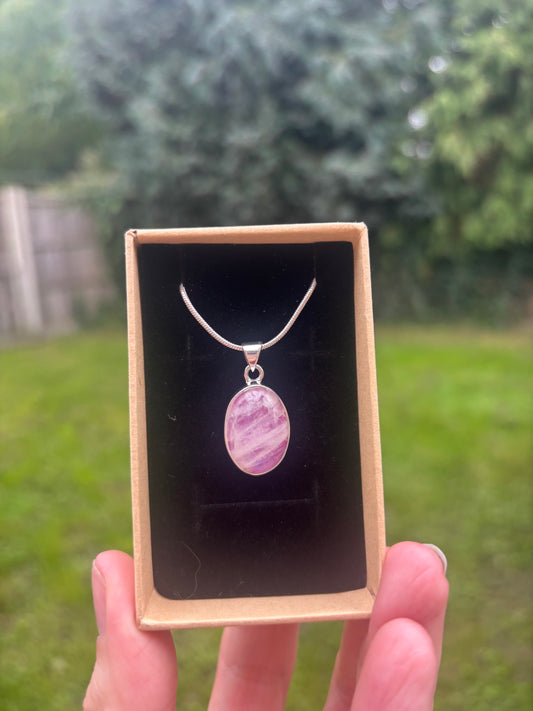 Pink moonstone 925 sterling silver necklace