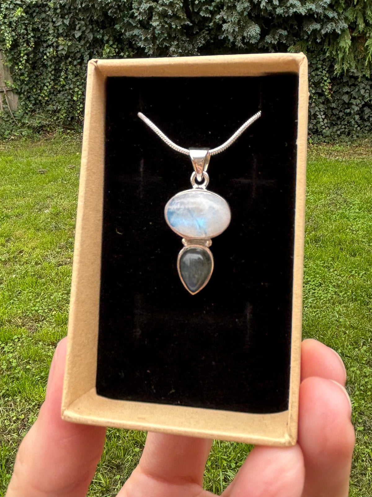 Labradorite + moonstone 925 sterling silver necklace