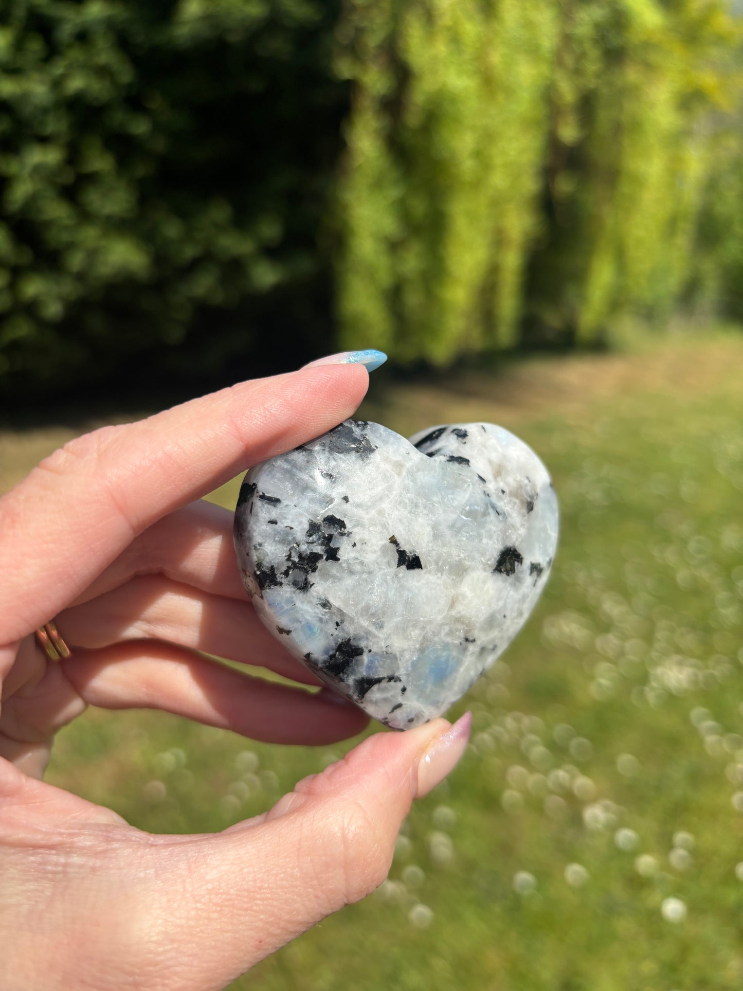 Rainbow moonstone heart