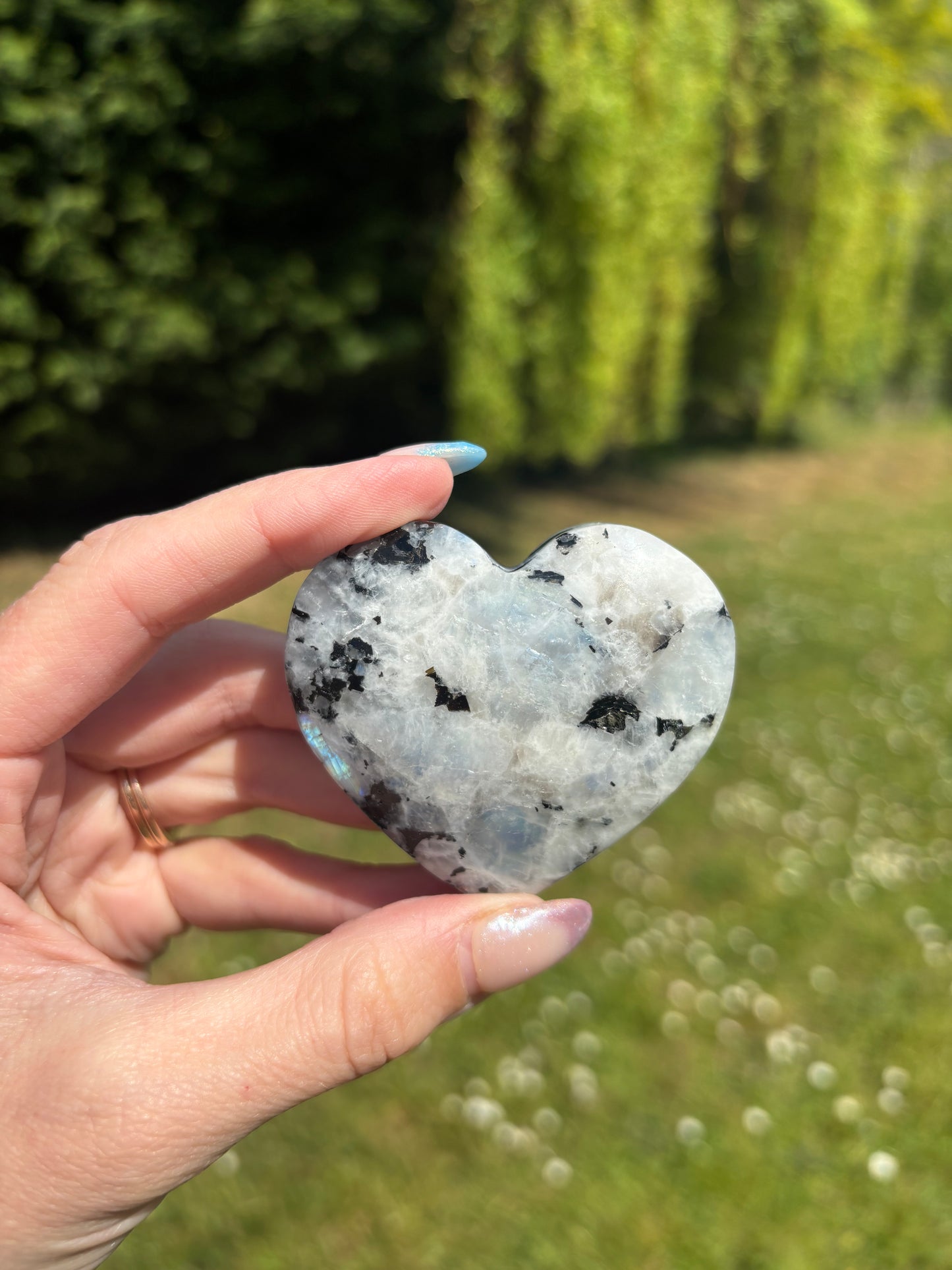 Rainbow moonstone heart