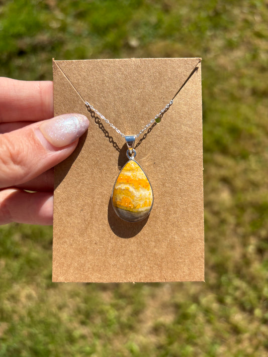 Bumble bee Jasper 926 silver necklace
