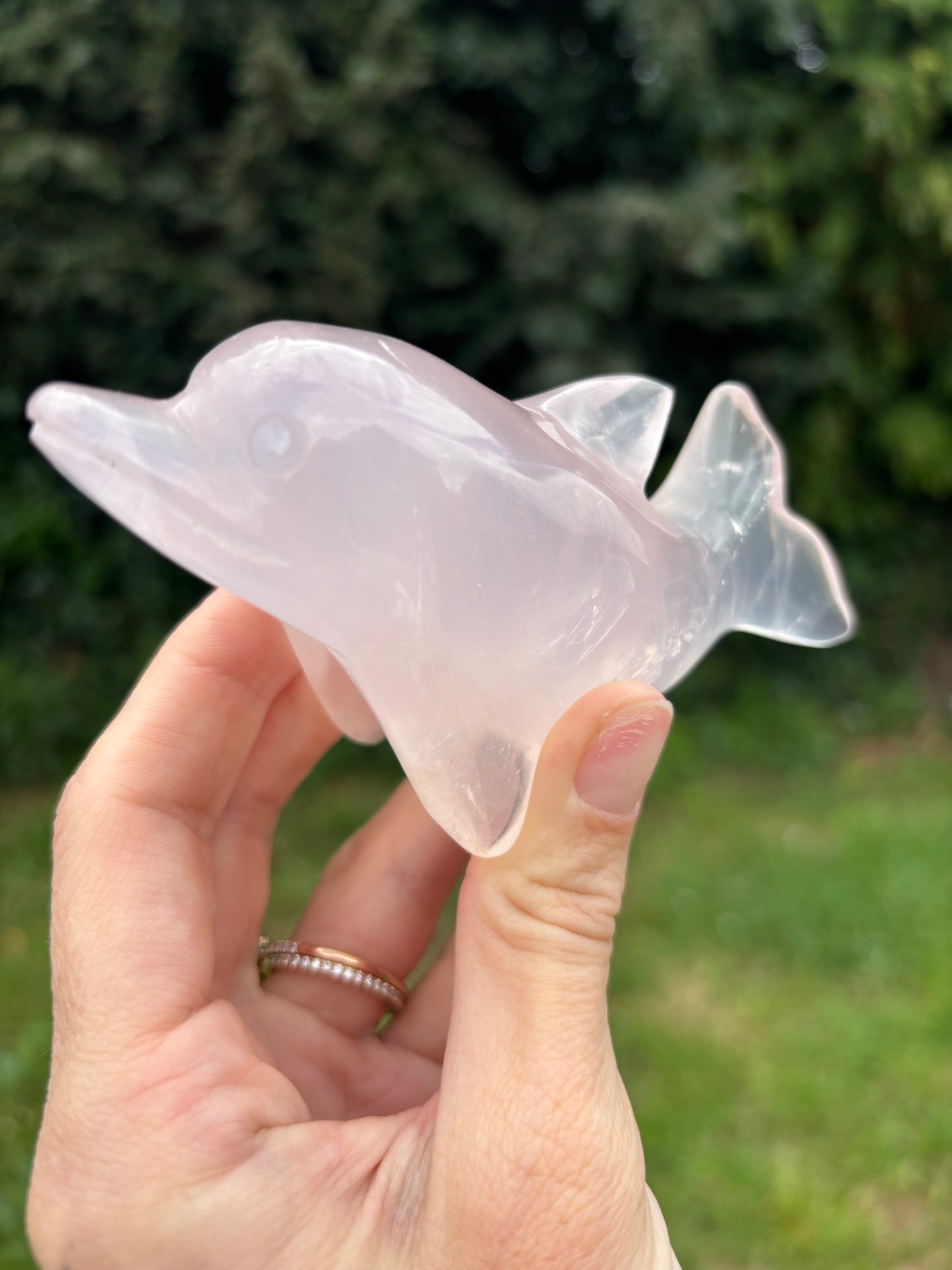 Rose quartz dolphin