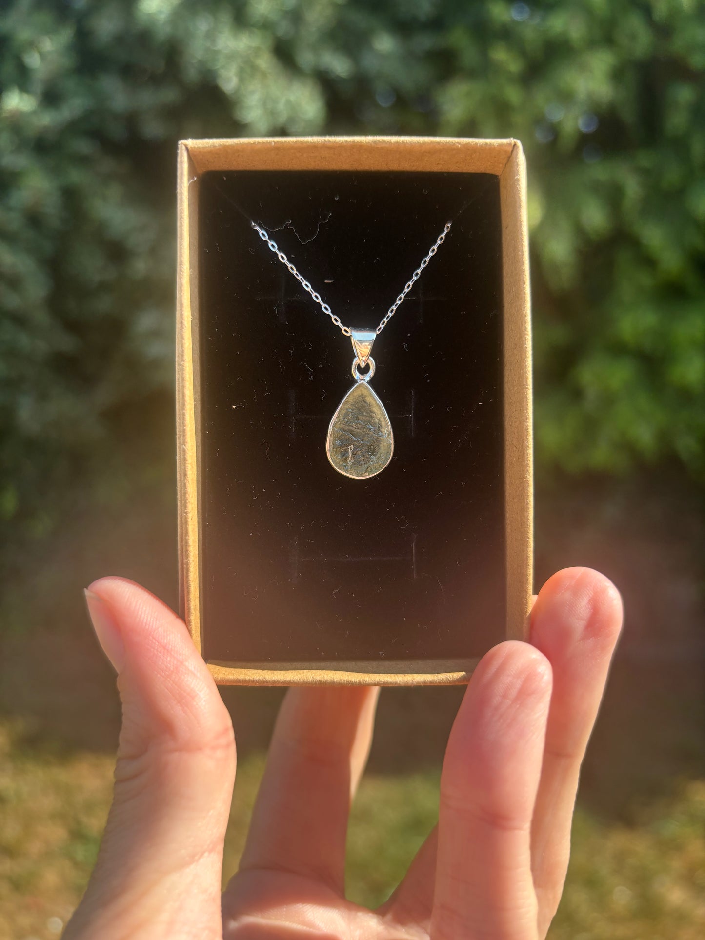 Moldavite pendant 925 sterling silver