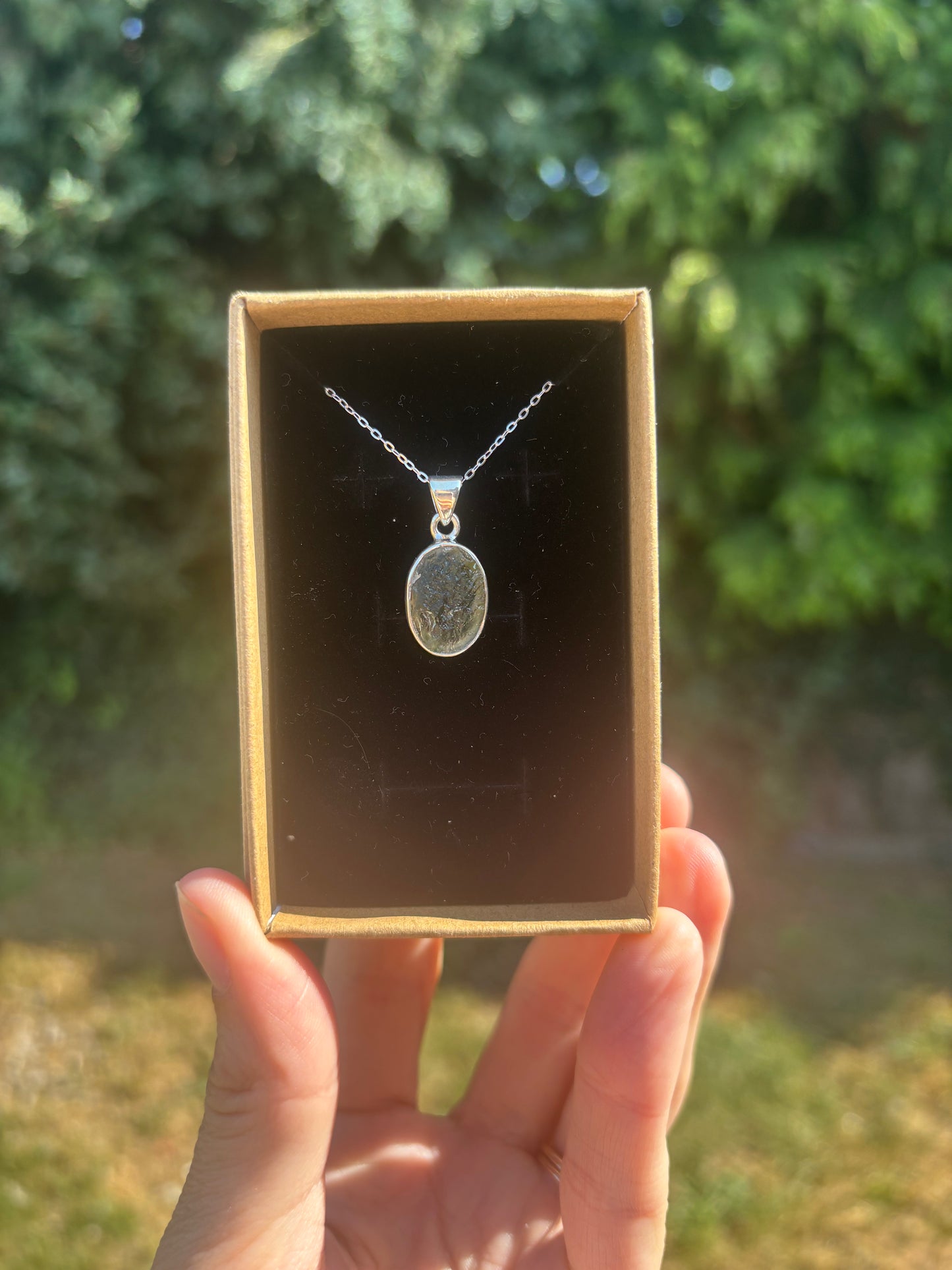 Moldavite pendant 925 sterling silver