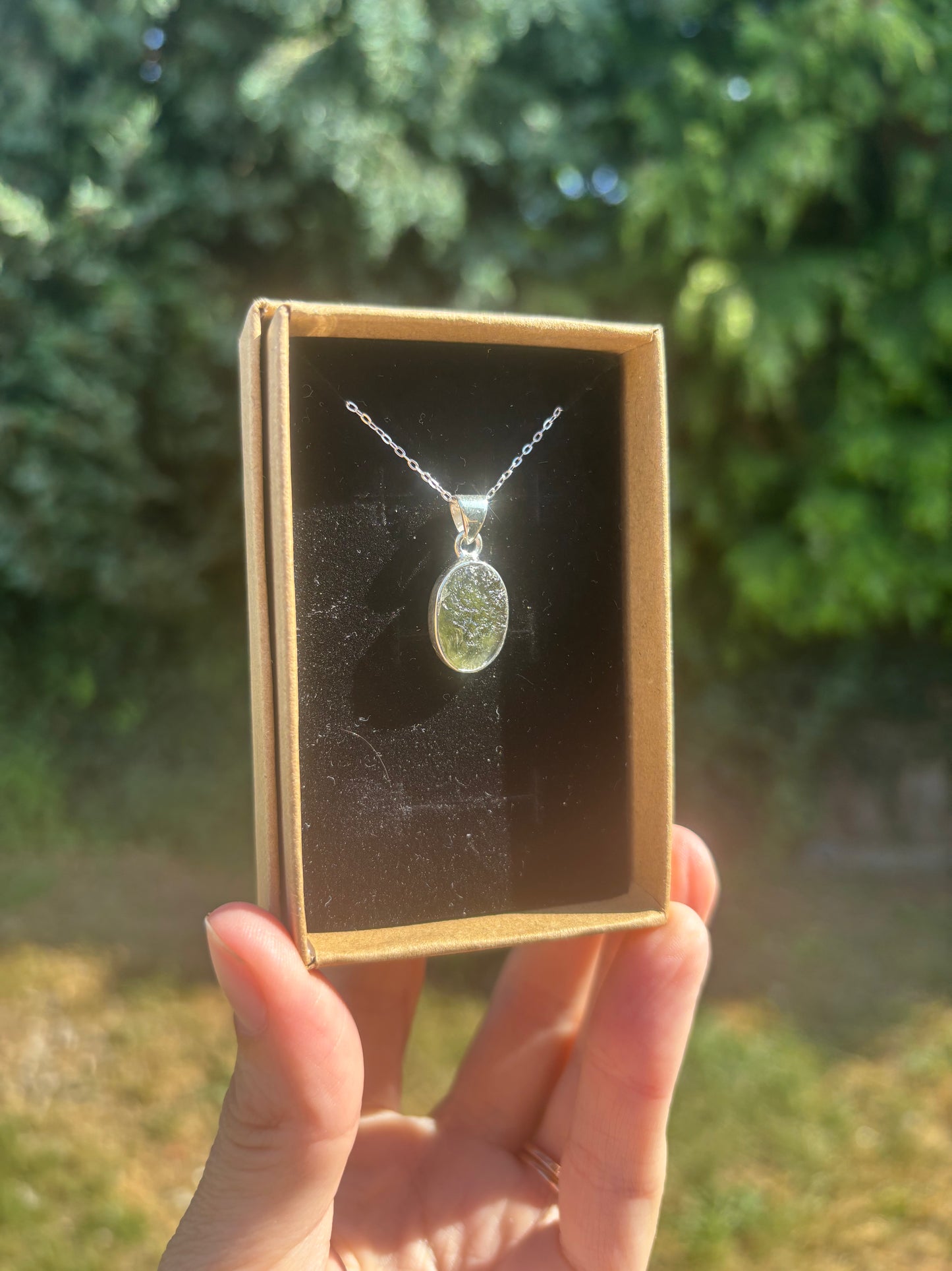 Moldavite pendant 925 sterling silver