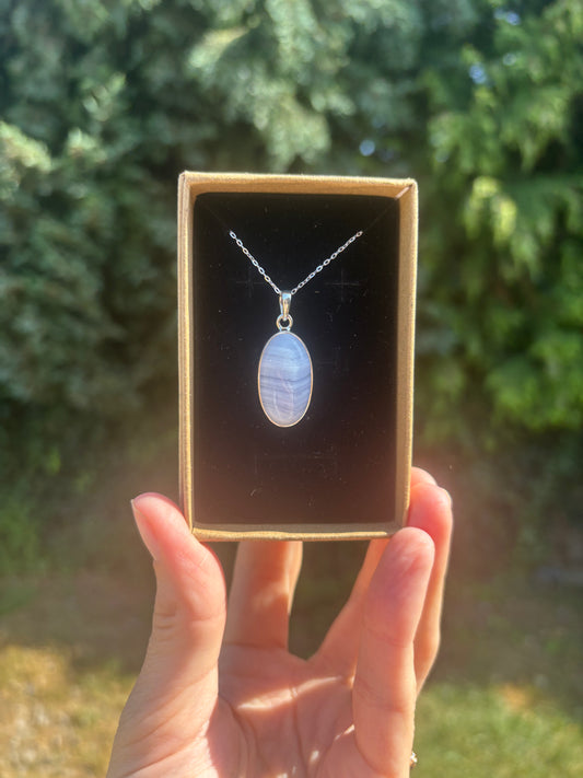 Blue lace 925 silver necklace