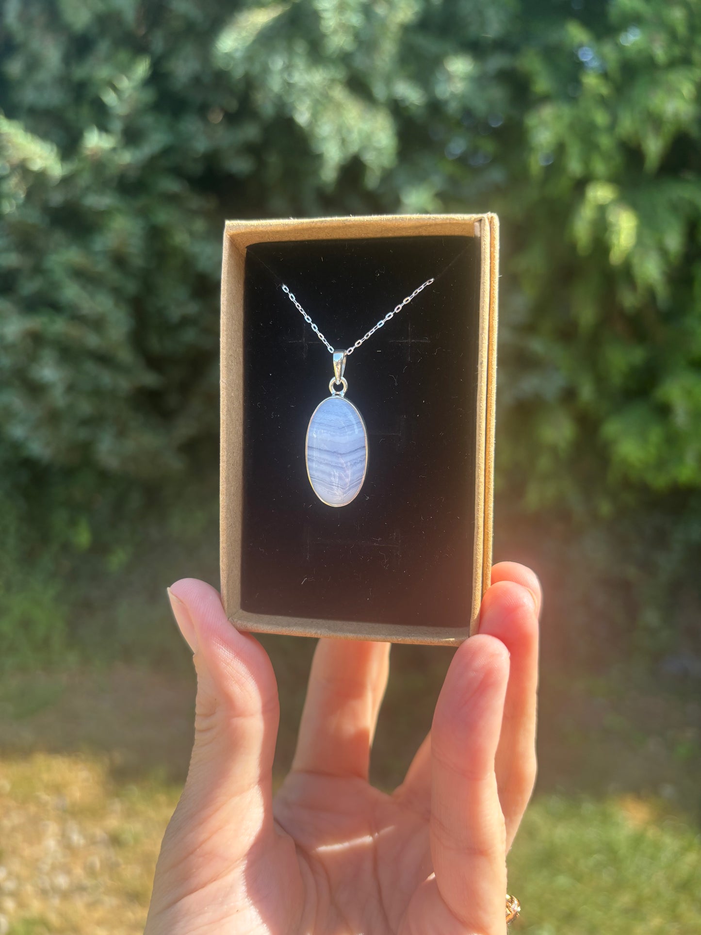 Blue lace 925 silver necklace