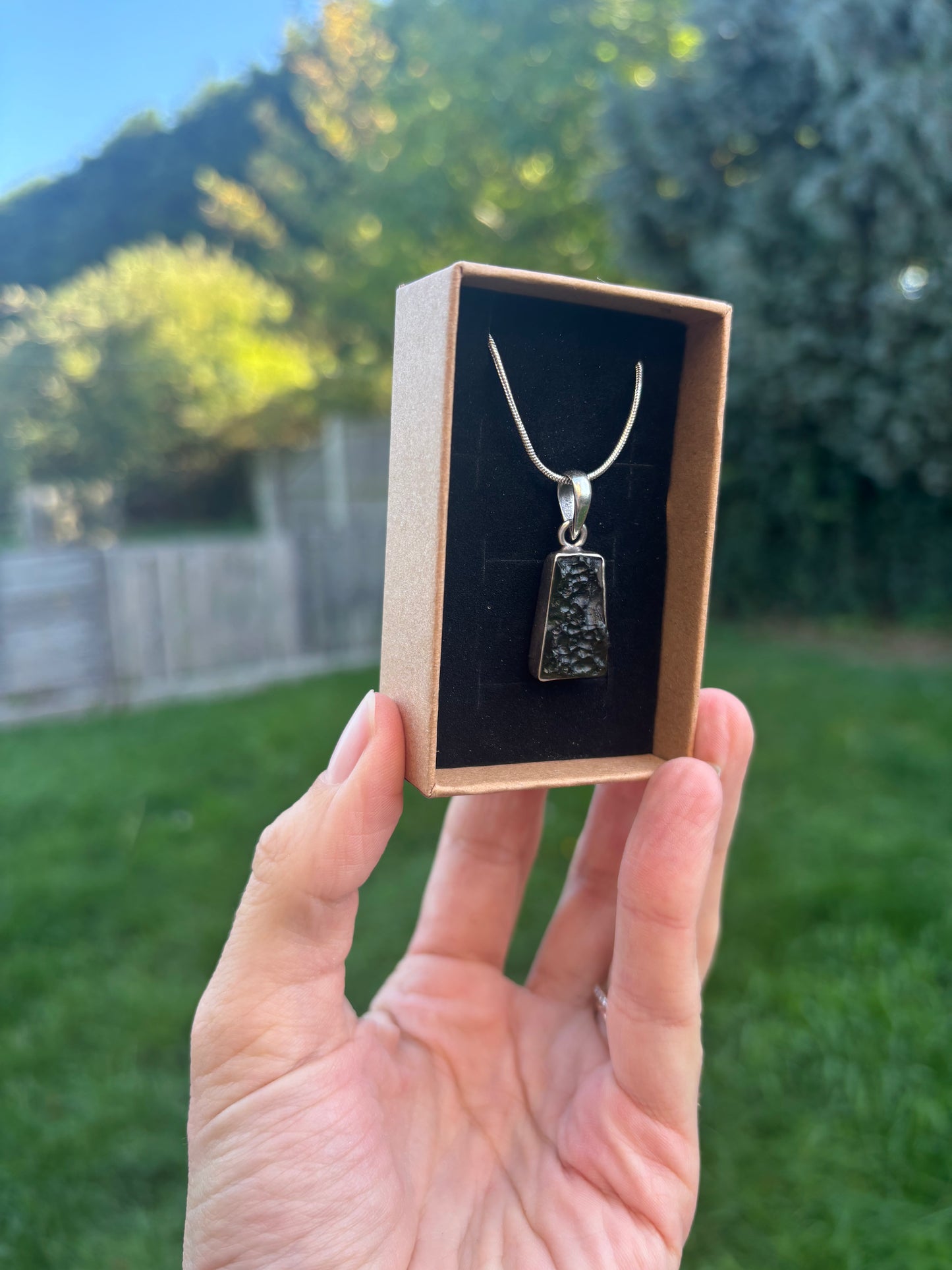 Moldavite pendant 925 sterling silver