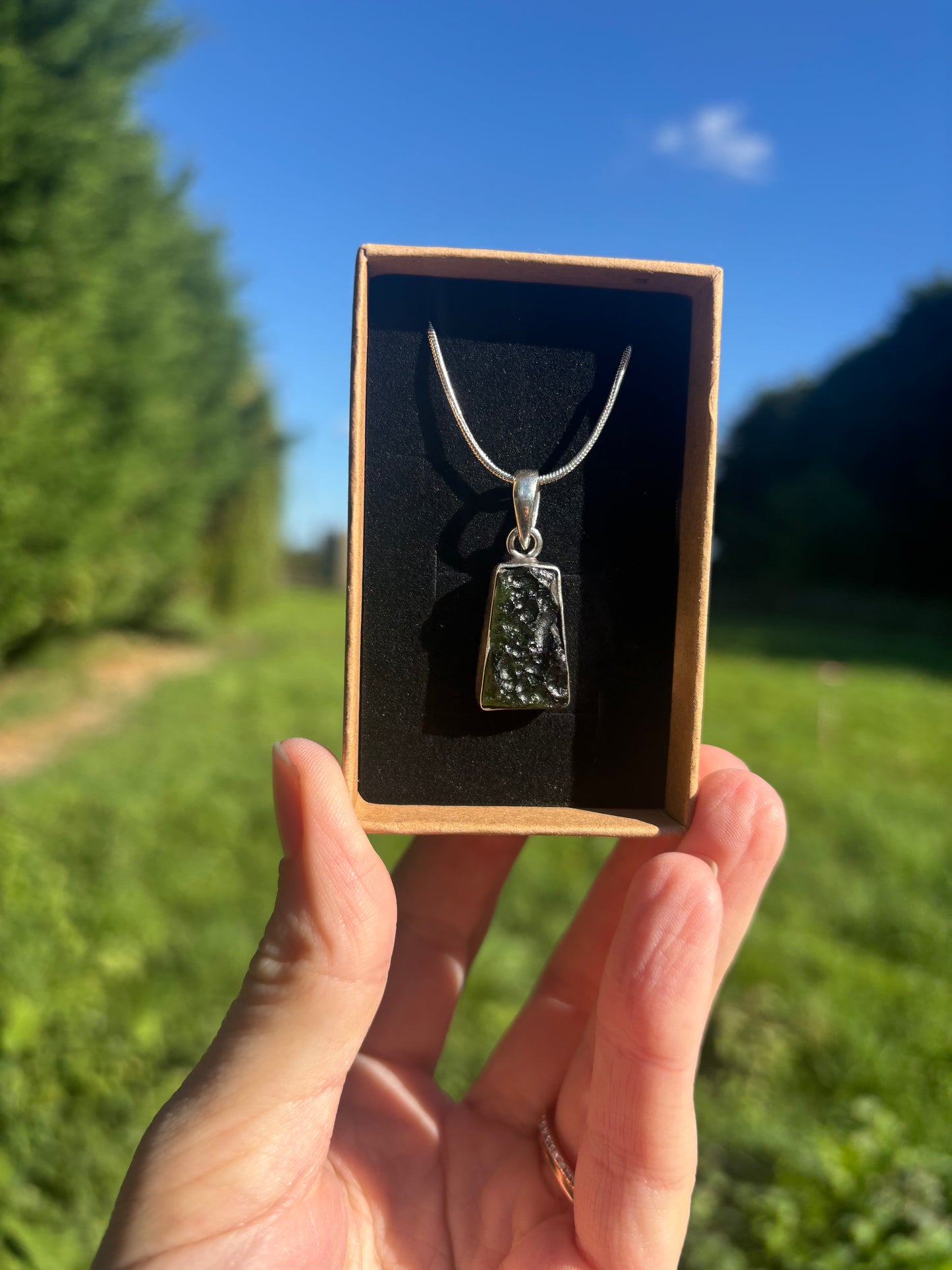 Moldavite pendant 925 sterling silver