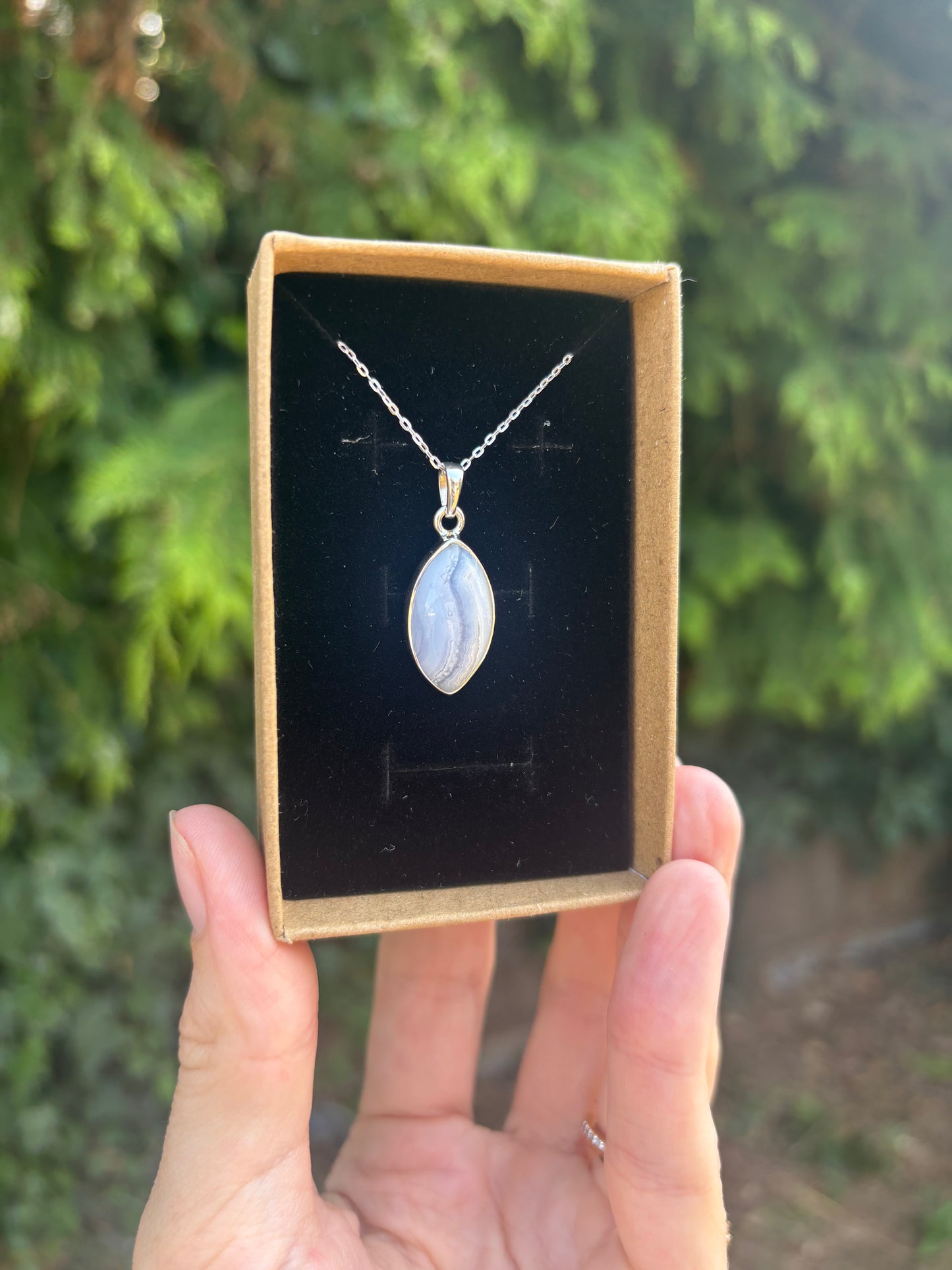 Blue Lace 925 sterling silver necklace