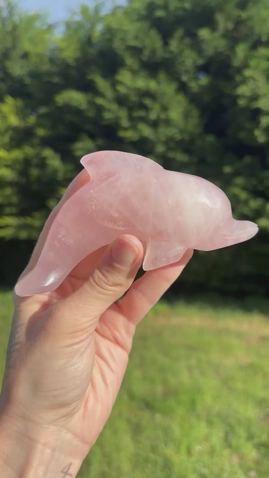 Rose quartz dolphin